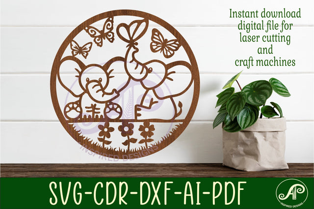 Cute elephant wall art sign, SVG file. vector file SVG APInspireddesigns 