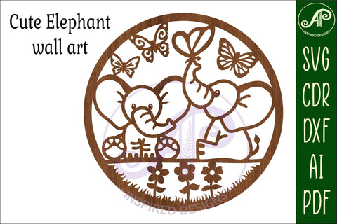 Cute elephant wall art sign, SVG file. vector file SVG APInspireddesigns 