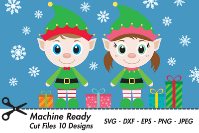 Cute Elfs With Gifts And Snowflakes | Christmas SVG SVG Captain Creative 