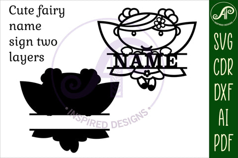 Cute fairy Name sign svg laser cut template, door or wall SVG APInspireddesigns 