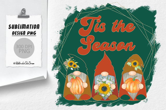 Cute Fall Gnomes Sublimation Sublimation WatercolorColorDream 