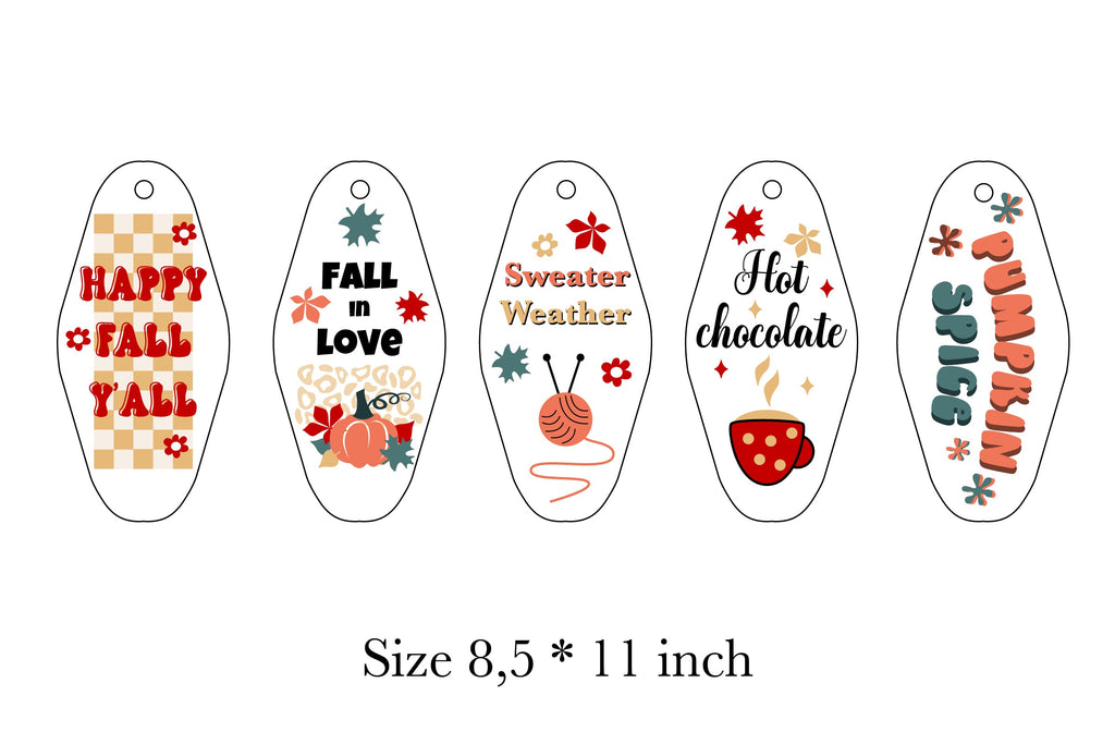 Cute Fall Keychain SVG. Autumn Motel Keychain Mini Bundle - So Fontsy