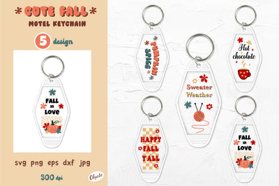 Cute Fall Keychain SVG. Autumn Motel Keychain Mini Bundle SVG Olga Terlyanskaya 