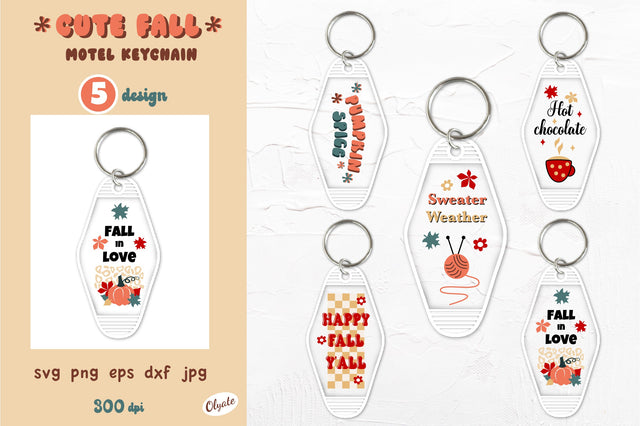Cute Fall Keychain SVG. Autumn Motel Keychain Mini Bundle SVG Olga Terlyanskaya 