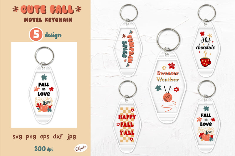 Cute Fall Keychain SVG. Autumn Motel Keychain Mini Bundle SVG Olga Terlyanskaya 