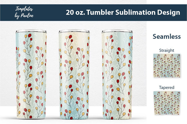 Cute Fall Leaves Sublimation Tumbler Wrap PNG Sublimation Templates by Pauline 
