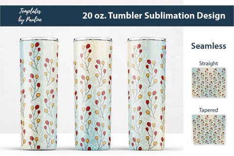 Cute Fall Leaves Sublimation Tumbler Wrap PNG Sublimation Templates by Pauline 