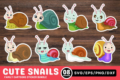 Cute Family Of Snails Sticker Svg Bundle SVG Regulrcrative 