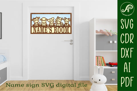 Cute Farm animals scene name sign SVG 3 layer laser cut SVG APInspireddesigns 