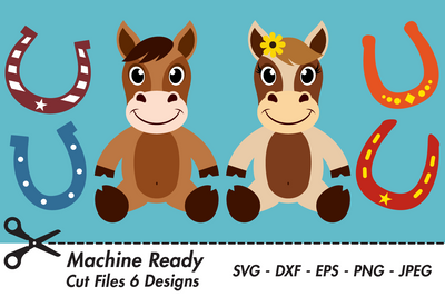 Cute Farmhouse Horses With Horseshoes | Farm SVG SVG Captain Creative 