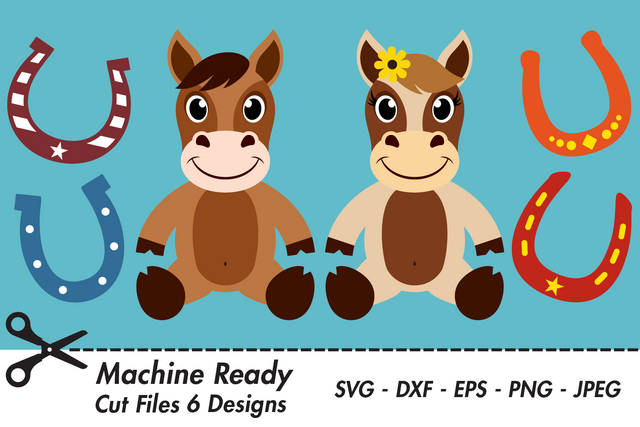 Cute Farmhouse Horses With Horseshoes | Farm SVG SVG Captain Creative 
