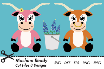 Cute Farmhouse Longhorns With Flowers | Farm SVG SVG Captain Creative 
