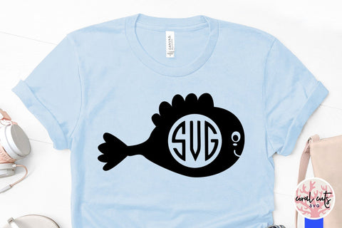 Cute fish svg monogram frame SVG CoralCutsSVG 