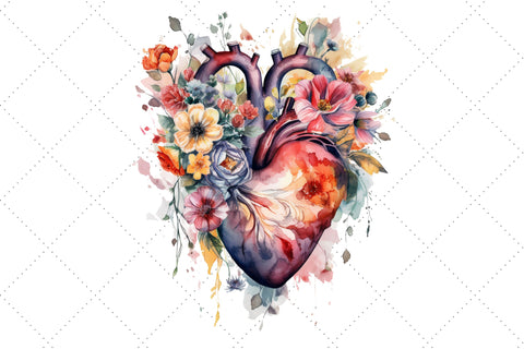 Cute Floral Heart Watercolor Clipart Bundle, Sublimation, Floral Heart Sublimation FloridPrintables 