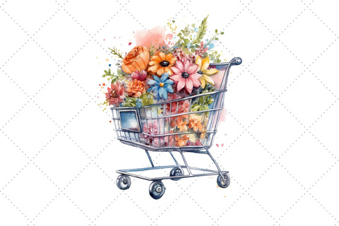 Cute Floral Trolley Watercolor Clipart Bundle, Sublimation, Floral Trolley Sublimation FloridPrintables 