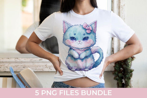 Cute Fluffy Watercolor Kitty Bundle Free For Commercial Use Sublimation Sintegra 
