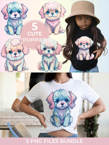 Cute Fluffy Watercolor Puppy Bundle Free For Commercial Use Sublimation Sintegra 