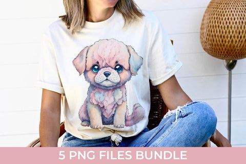 Cute Fluffy Watercolor Puppy Bundle Free For Commercial Use Sublimation Sintegra 