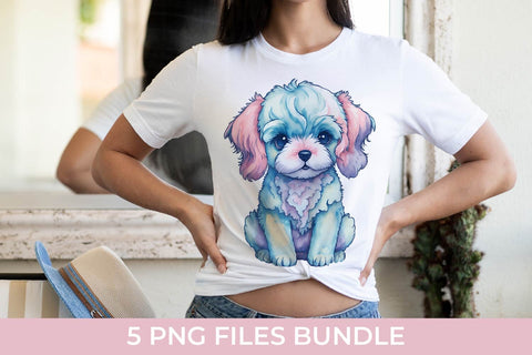 Cute Fluffy Watercolor Puppy Bundle Free For Commercial Use Sublimation Sintegra 