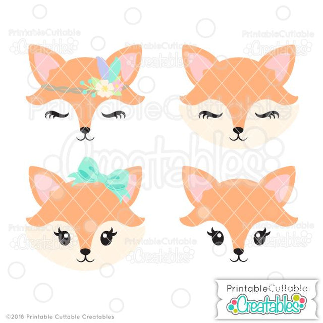 Cute Fox Face SVG Printable Cuttable Creatables