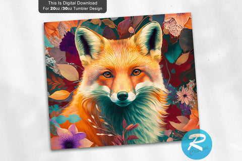 Cute Fox flower 20 oz / 30 oz Tumbler PNG Sublimation Regulrcrative 