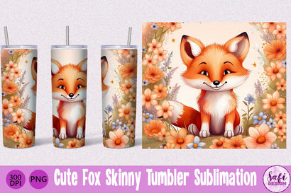Cute Fox Skinny Tumbler Sublimation File Sublimation Safi Design 