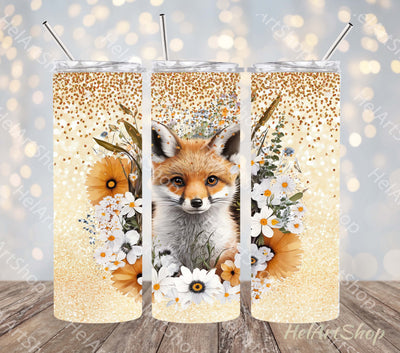 Cute Fox Tumbler PNG Sublimation, SKINNY TUMBLER Png Sublimation _HelArtShop_ 