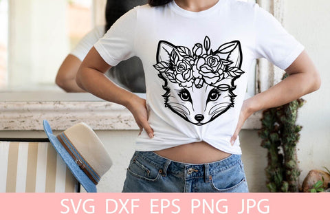 Cute Fox With Flowers SVG File Free For Commercial Use SVG Sintegra 