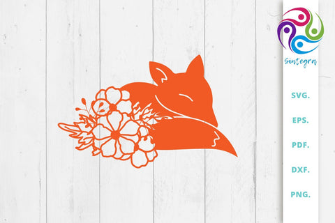 Cute Fox with Flowers Svg File SVG Sintegra 