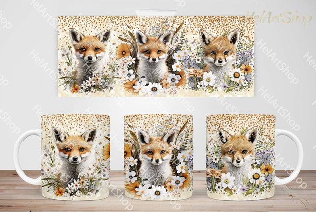 Cute Foxes Mug Png, 11Oz Mug Sublimation Sublimation _HelArtShop_ 