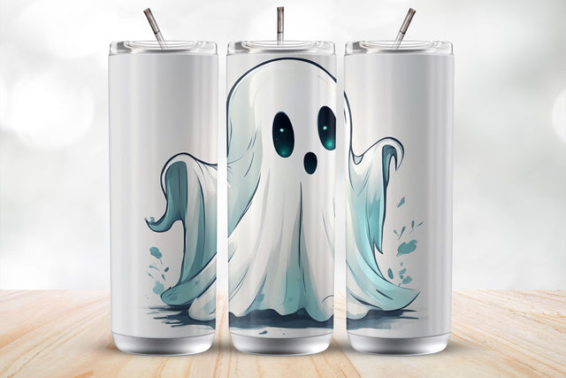 Cute Friendly Ghost 20 Oz Tumbler Wrap Sublimation Design Sublimation MockupSvgVenue 