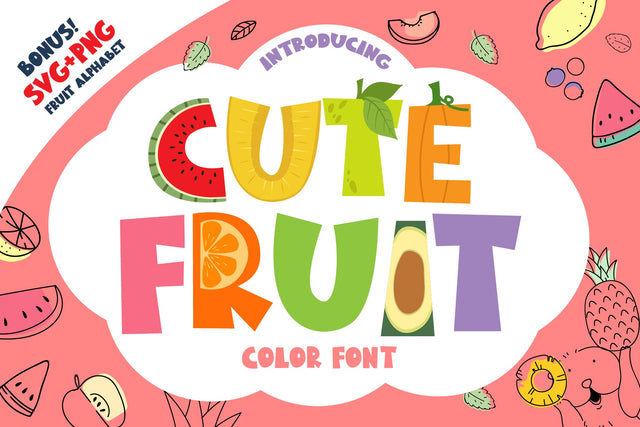 Cute Fruit Color Font Font Fox7 By Rattana 