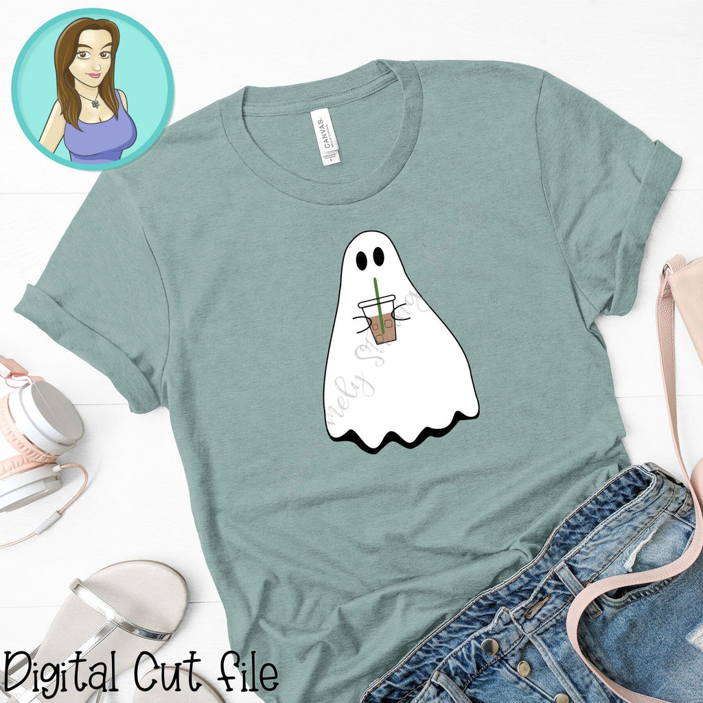 Cute Ghost Drinking Iced Coffee SVG & PNG- Sublimation and DTF ready ...