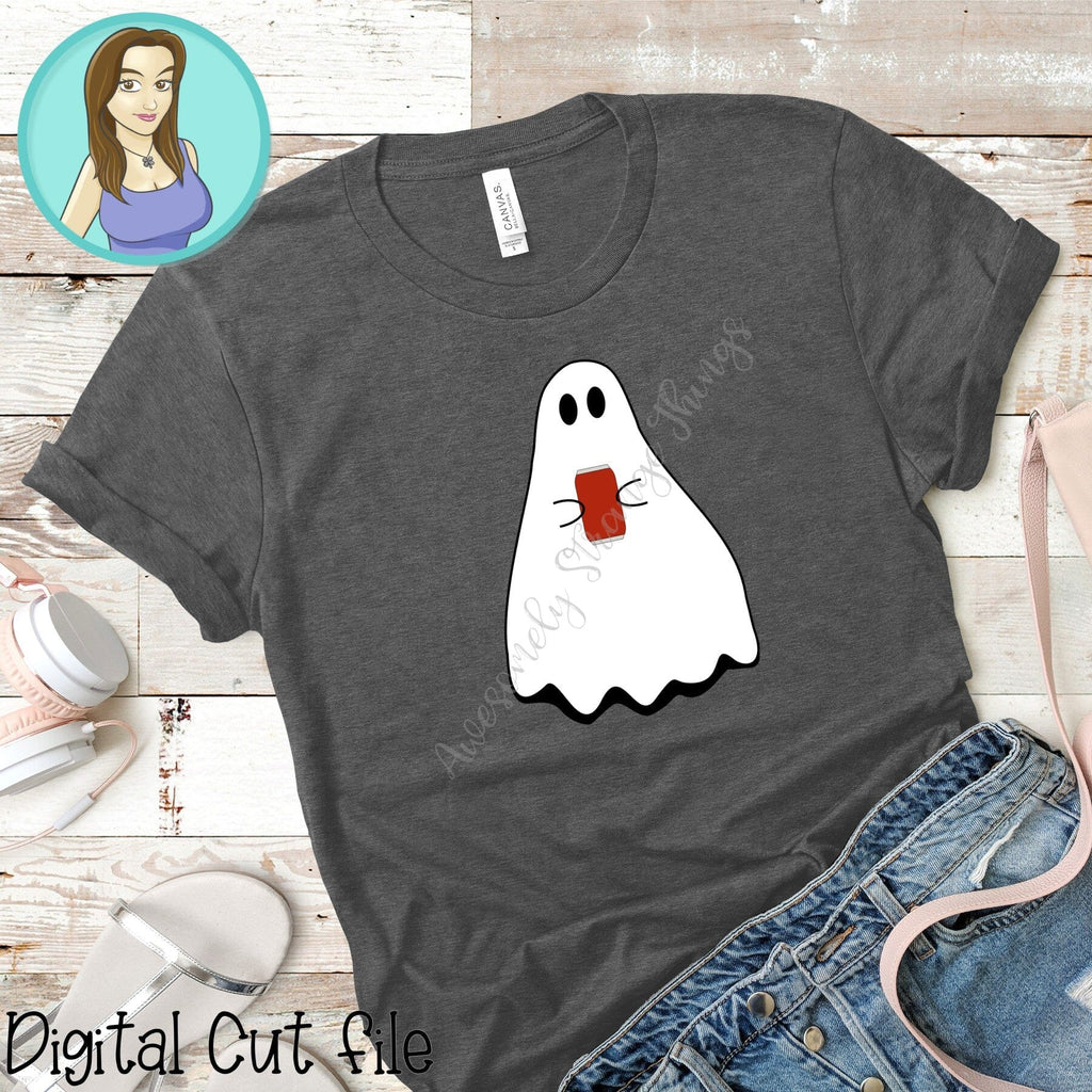 Cute ghost drinking soda SVG and png - So Fontsy