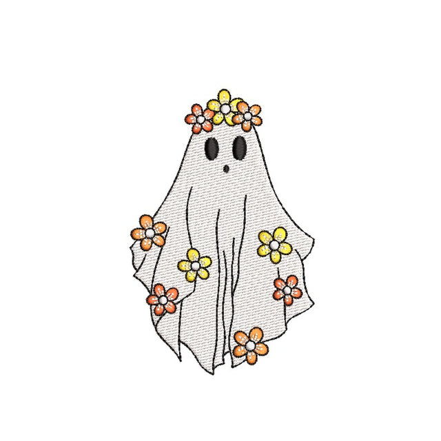 Cute Ghost Embroidery Design, Spooky Season Embroidery Design, Halloween Floral Ghost Machine Embroidery File, 3 sizes, Instant Download Embroidery/Applique DESIGNS Nino Nadaraia 