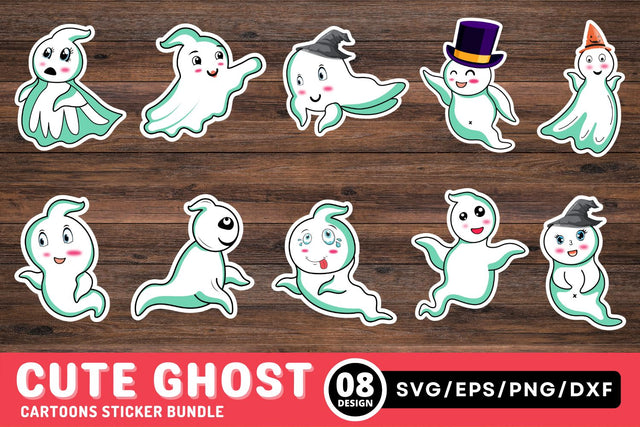 Cute Ghost Sticker SVG Bundle SVG Regulrcrative 