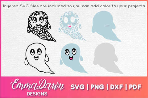 Cute Ghost SVG Bundle SVG Emma Dawn Designs 