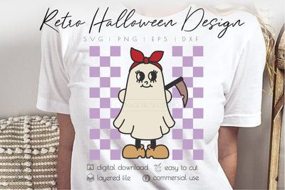 Cute Ghost SVG Halloween Boo Retro Design SVG OrangeBrushStudio 