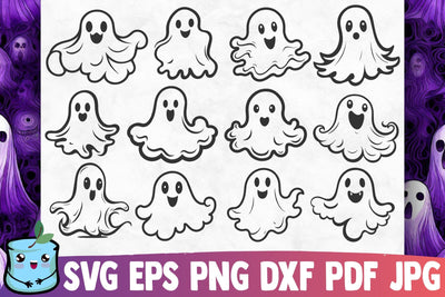 Cute Ghosts Halloween Bundle SVG MintyMarshmallows 