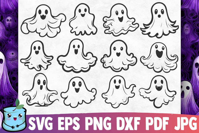 Cute Ghosts Halloween Bundle SVG MintyMarshmallows 