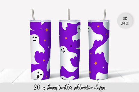 Cute Ghosts Halloween Skinny Tumbler Sublimation Wrap Sublimation Vera Fedorova 