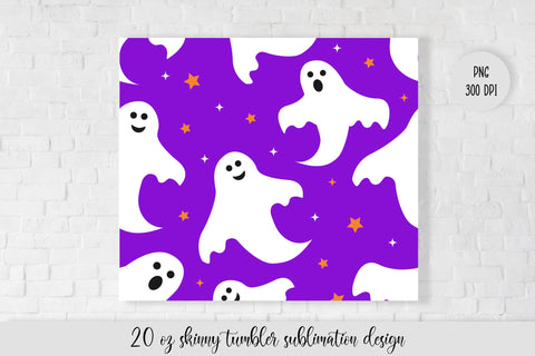 Cute Ghosts Halloween Skinny Tumbler Sublimation Wrap Sublimation Vera Fedorova 