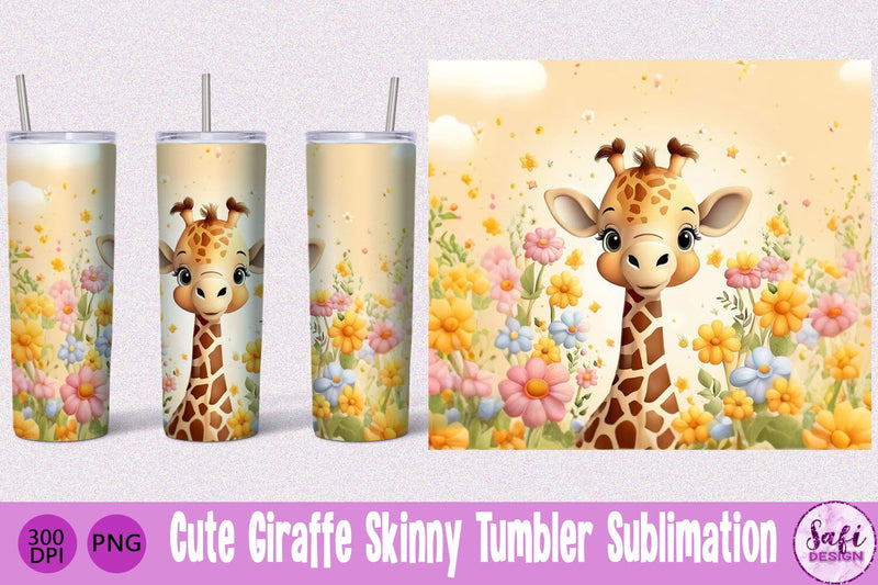 Cute Giraffe Skinny Tumbler Sublimation File Sublimation Safi Design 