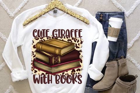 Cute giraffe with books Sublimation Creativeart88 