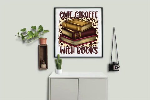 Cute giraffe with books Sublimation Creativeart88 