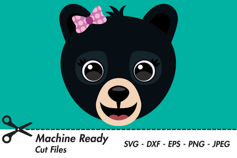 Cute Girl Black Bear Face | Woodland SVG SVG Captain Creative 