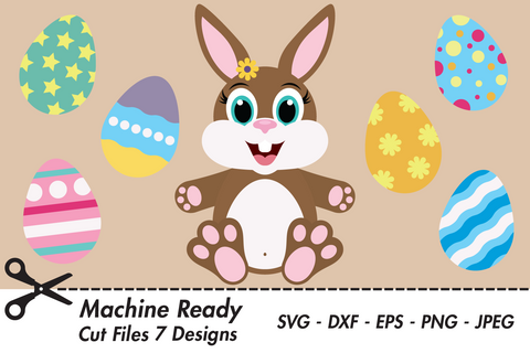 Cute Girl Bunny Rabbit With Easter Eggs | Easter SVG SVG Captain Creative 