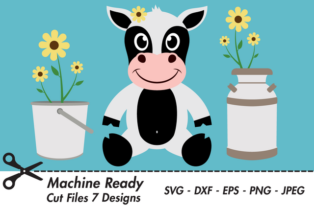 Cute Girl Cow With Flowers | Farm SVG SVG Captain Creative 