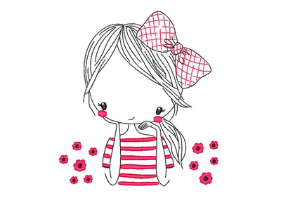 Cute Girl Embroidery Design, 5 sizes Embroidery/Applique DESIGNS Nino Nadaraia 