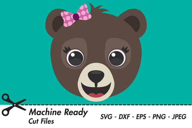 Cute Girl Grizzly Bear Face | Woodland SVG SVG Captain Creative 
